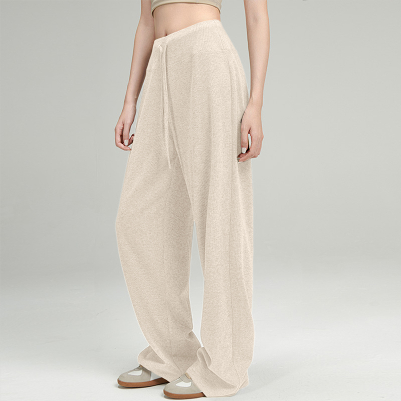 Ženske casual hlače od mješavine rayon-poliester-spandeks, visok pas, duge, opuštenog kroja, ravni kroj