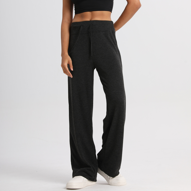Ženske casual hlače od mješavine rayon-poliester-spandeks, visok pas, duge, opuštenog kroja, ravni kroj