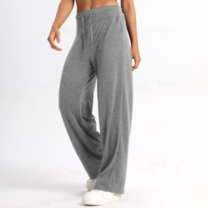 Ženske casual hlače od mješavine rayon-poliester-spandeks, visok pas, duge, opuštenog kroja, ravni kroj