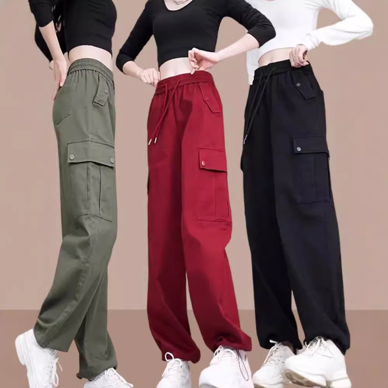 Γυναικείοι παντελόνες με φαρδιά μπατζάκια και ψηλή μέση – casual αθλητικά παντελόνια, υφαντό ύφασμα 95% πολυεστέρας, Άνοιξη 2025