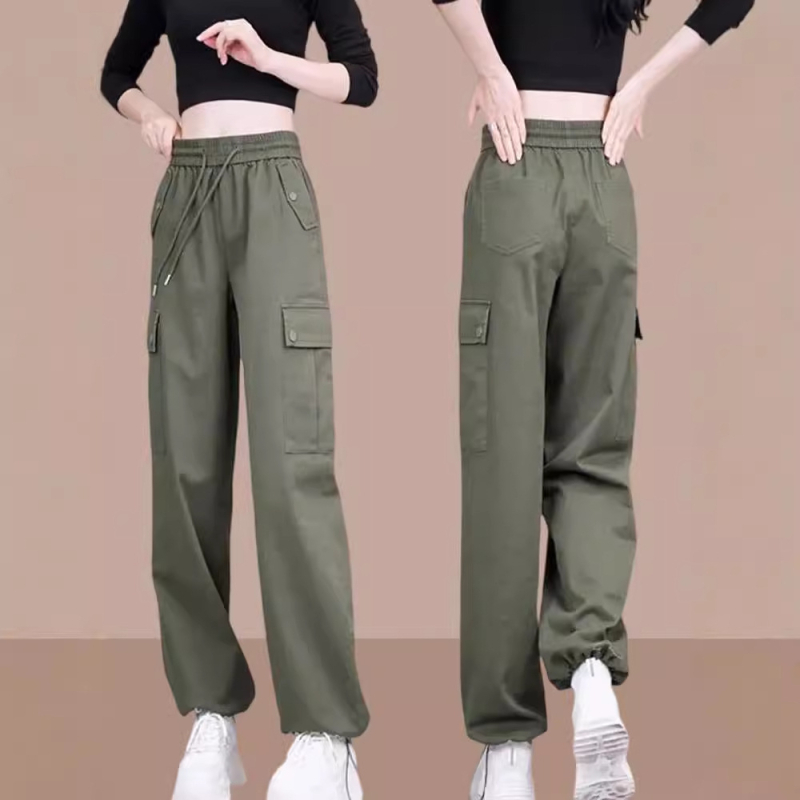 Γυναικείοι παντελόνες με φαρδιά μπατζάκια και ψηλή μέση – casual αθλητικά παντελόνια, υφαντό ύφασμα 95% πολυεστέρας, Άνοιξη 2025