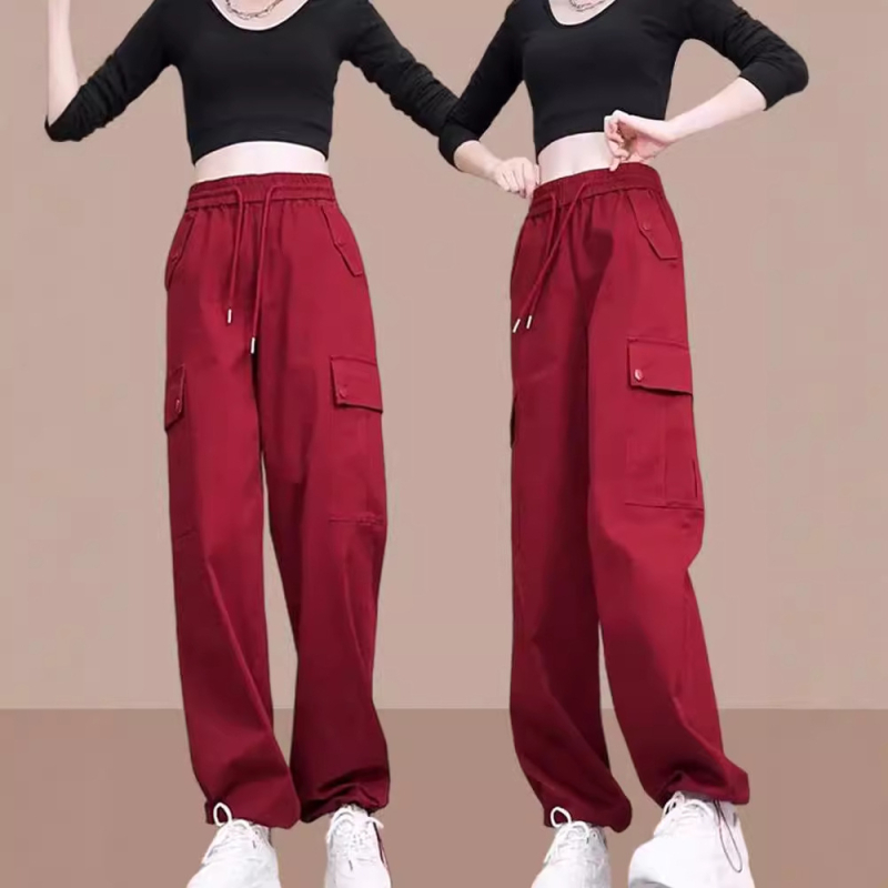 Γυναικείοι παντελόνες με φαρδιά μπατζάκια και ψηλή μέση – casual αθλητικά παντελόνια, υφαντό ύφασμα 95% πολυεστέρας, Άνοιξη 2025