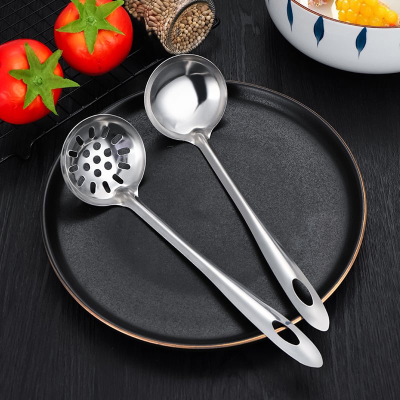 Κουτάλι για hot pot – μακριά λαβή, ανοξείδωτο ατσάλι, με σκούμερ για σερβίρισμα, μοντέρνο απλό στυλ