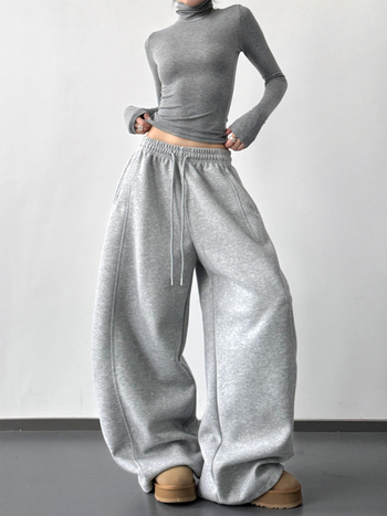 Pantaloni din denim, croială largă pentru femei, talie înaltă, stil urban lejer, lungi – HZR610