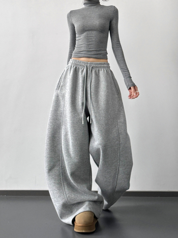 Pantaloni din denim, croială largă pentru femei, talie înaltă, stil urban lejer, lungi – HZR610