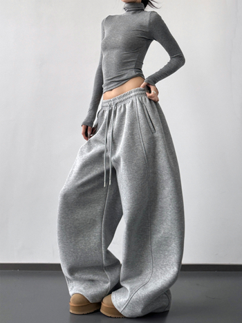 Pantaloni din denim, croială largă pentru femei, talie înaltă, stil urban lejer, lungi – HZR610