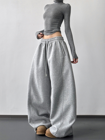 Pantaloni din denim, croială largă pentru femei, talie înaltă, stil urban lejer, lungi – HZR610