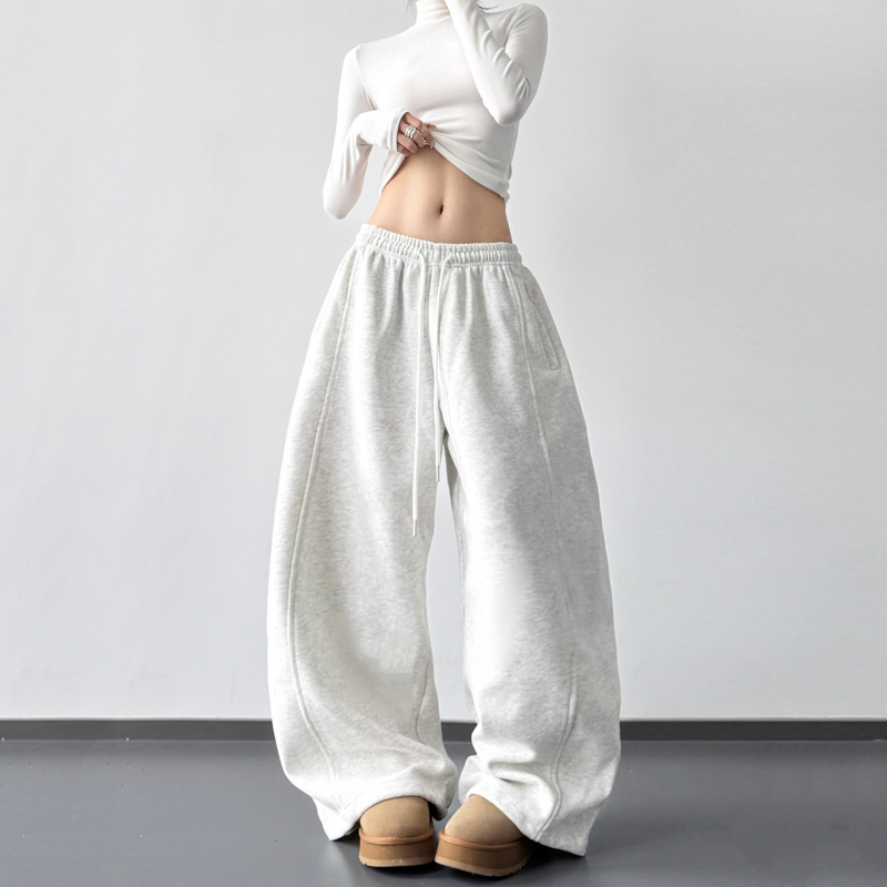 Pantaloni din denim, croială largă pentru femei, talie înaltă, stil urban lejer, lungi – HZR610