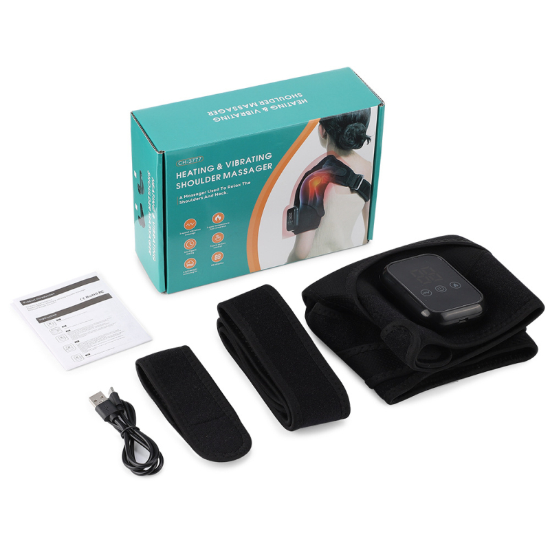 Šildantis pečių apsauginis įrenginys su 3 šildymo režimais ir vibracija, mugwort terapija, neoprenas