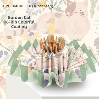 16-dielny posilnený čínsky štýl dáždnik na slnko a dažď pre ženy, UV ochrana >50, skladací, hliníkové lúče