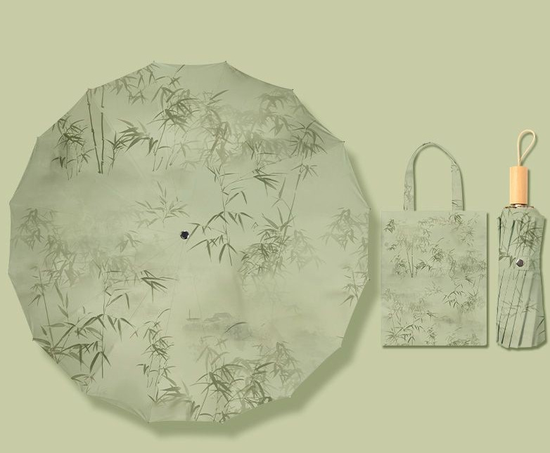 16-ребърно усилен чадър в китайски стил за слънце и дъжд, UV защита над 50, сгъваем, алуминиеви спици