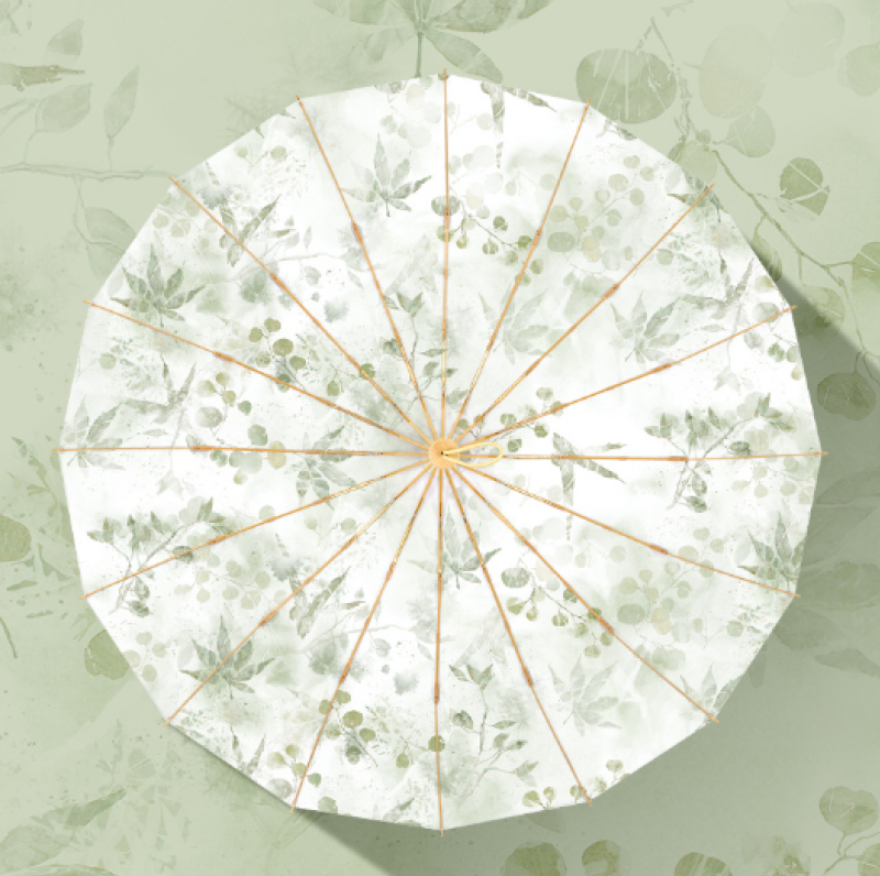 16-ребърно усилен чадър в китайски стил за слънце и дъжд, UV защита над 50, сгъваем, алуминиеви спици