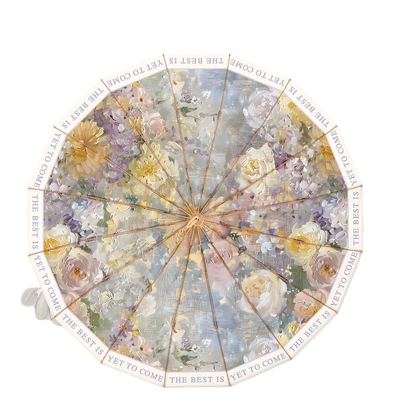 16-ребърно усилен чадър в китайски стил за слънце и дъжд, UV защита над 50, сгъваем, алуминиеви спици