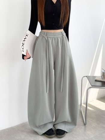 Pantaloni casual lungi pentru femei, talie înaltă, croială lejeră, amestec bumbac-spandex, toamnă/iarnă 2025