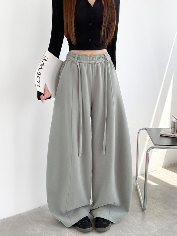 Pantaloni casual lungi pentru femei, talie înaltă, croială lejeră, amestec bumbac-spandex, toamnă/iarnă 2025