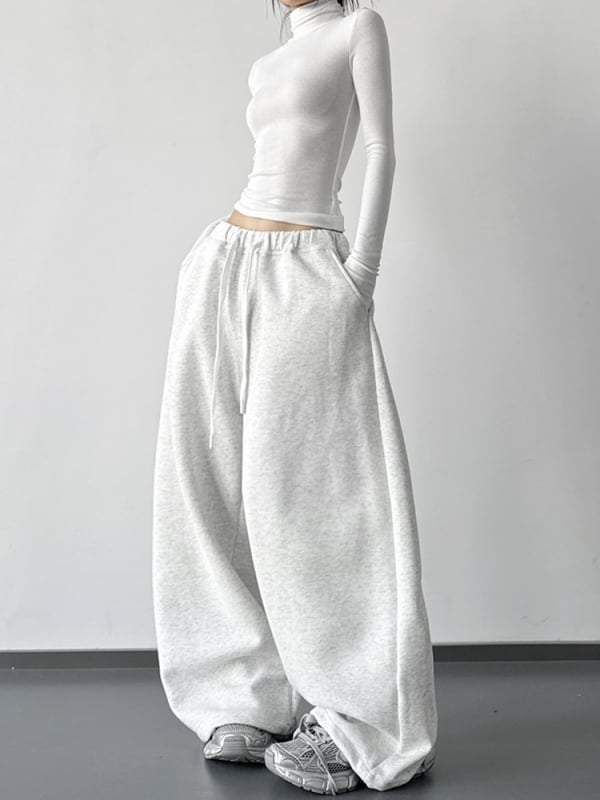 Ženske široke traper hlače, visoki struk, duge, casual gradski stil