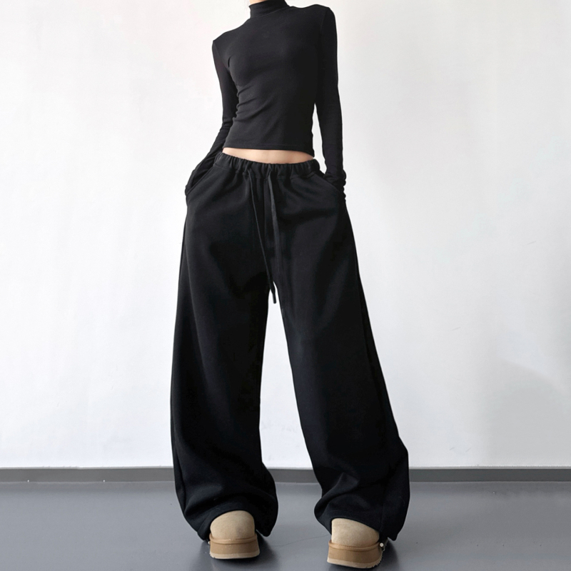 Ženske široke traper hlače, visoki struk, duge, casual gradski stil