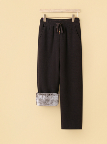 Дамски панталони с поларена подплата за зимата, свободна кройка, дълги, средна дебелина, лека еластичност