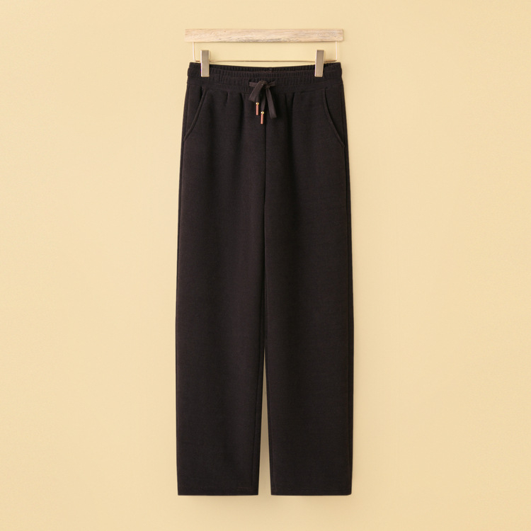 Дамски панталони с поларена подплата за зимата, свободна кройка, дълги, средна дебелина, лека еластичност