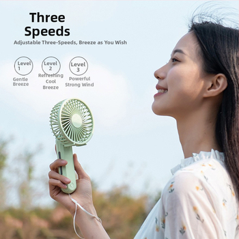 Rankinis USB ventiliatorius, sulankstomas nešiojamas mini stalinis ventiliatorius, bešepakaitos variklis, 5V/2W, įmontuota 1200mAh baterija, 3 greičiai, veikimo laikas 3–6 val