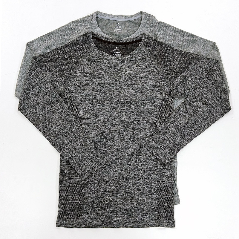 Muška seamless Jacquard fitness majica – brzo sušenje, okrugli ovratnik, lagana, sastav 57% najlon / 37% poliester / 6% spandeks