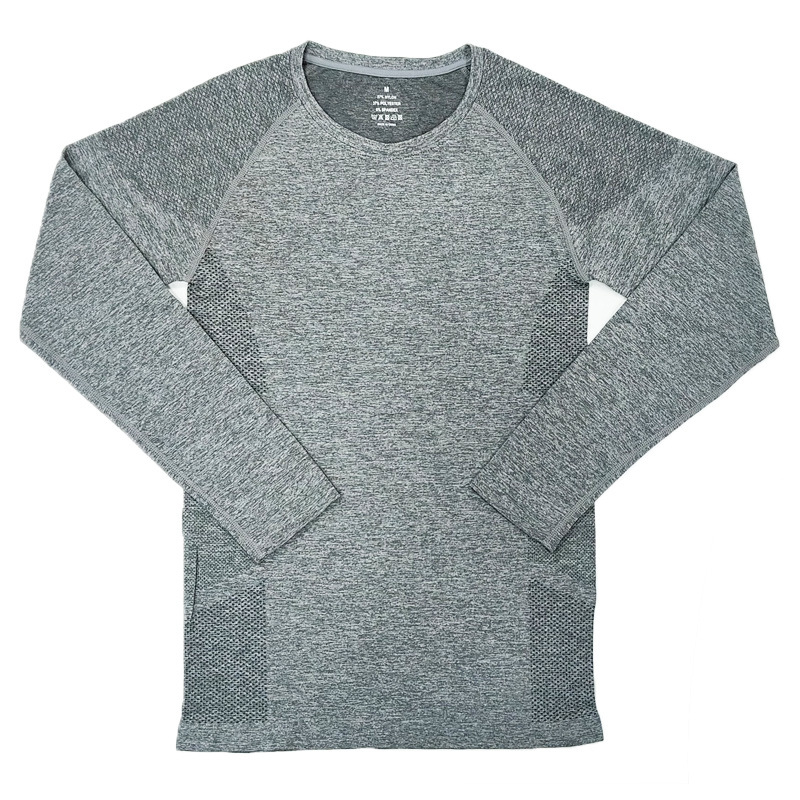 Muška seamless Jacquard fitness majica – brzo sušenje, okrugli ovratnik, lagana, sastav 57% najlon / 37% poliester / 6% spandeks