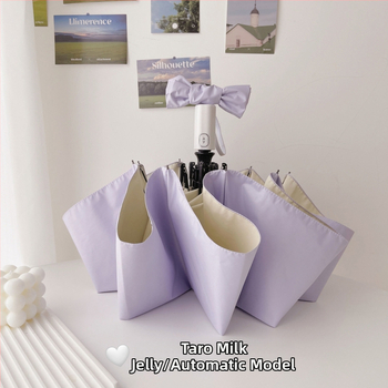 Automatinis sulankstomas moterų saulės skėtis su 8 šereliais, 190T audinys, plieninis kotas, guminė rankena, UPF50+ UV apsauga, vėjo ir lietaus atsparus