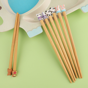 Detské bambusové paličky na jedlo so zvieracím motívom, roztomilý štýl, 1 pár