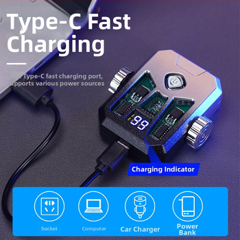 Honglin Mecha stila divloka uzlādes aizdedzinātājs ar LED lampu - metāls, butāns - dāvana draugam