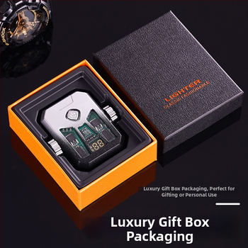 Honglin Mecha stila divloka uzlādes aizdedzinātājs ar LED lampu - metāls, butāns - dāvana draugam