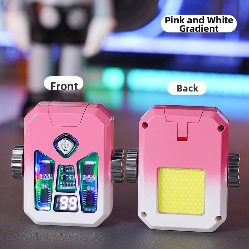 Honglin Mecha stila divloka uzlādes aizdedzinātājs ar LED lampu - metāls, butāns - dāvana draugam