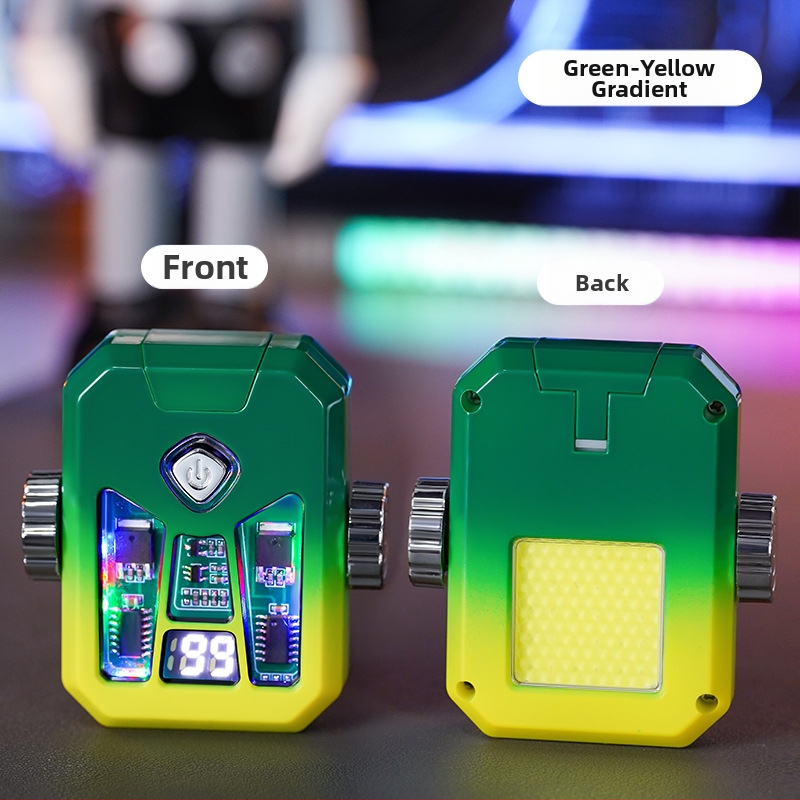 Honglin Mecha stila divloka uzlādes aizdedzinātājs ar LED lampu - metāls, butāns - dāvana draugam