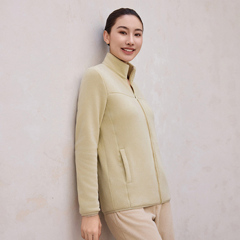 Naistele fliisvooderiga pusa stand-up krae, lukuga, paks polüester-elastaan kangas