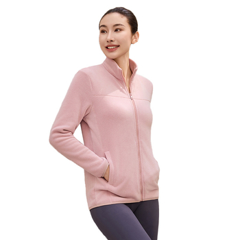 Naistele fliisvooderiga pusa stand-up krae, lukuga, paks polüester-elastaan kangas