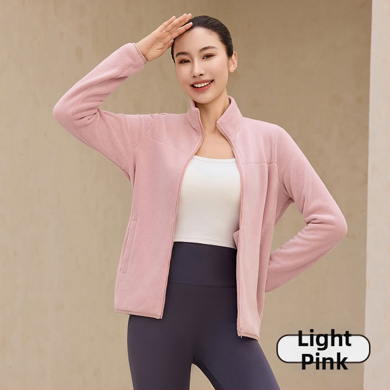 Naistele fliisvooderiga pusa stand-up krae, lukuga, paks polüester-elastaan kangas