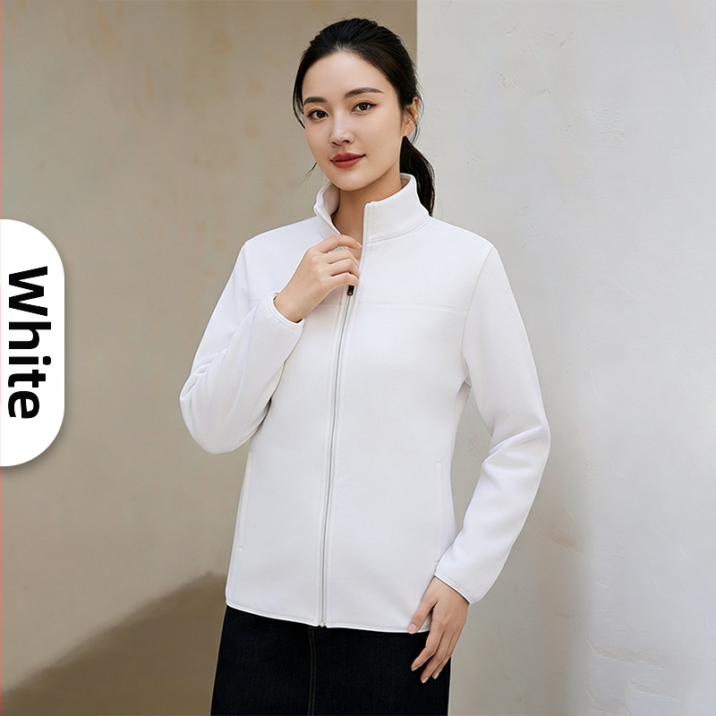 Naistele fliisvooderiga pusa stand-up krae, lukuga, paks polüester-elastaan kangas