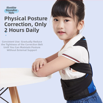 Detský korektor držania tela s otvorením ramien, vyrovnávaním chrbta a zadnou páskou - Polyester, ochrana ramien