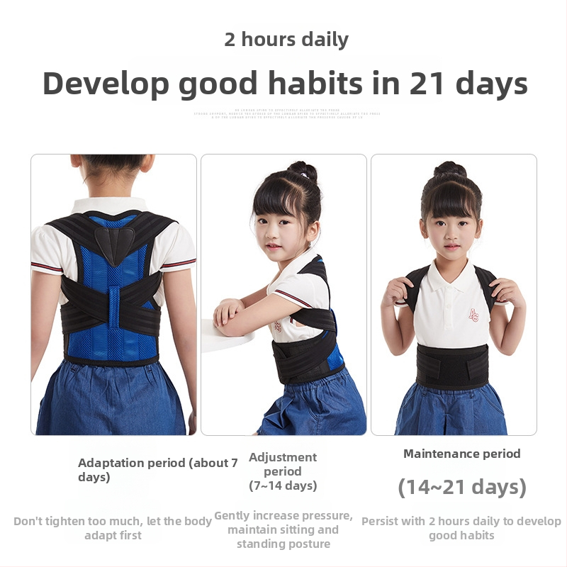 Detský korektor držania tela s otvorením ramien, vyrovnávaním chrbta a zadnou páskou - Polyester, ochrana ramien