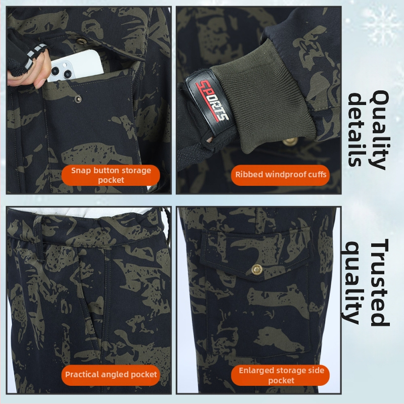 Kamuflāžas apģērbs rudens-ziema - 100% kokvilna, izturīgs pret nolietojumu, pret vēju, universāls