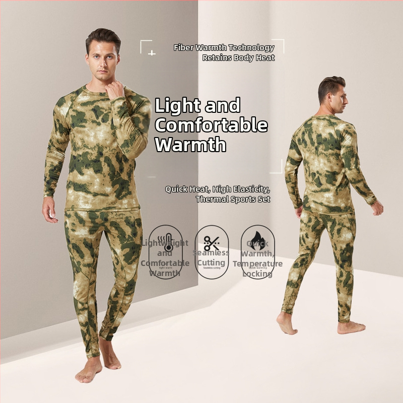 Taktiska flīsa termālā apakšveļas komplekts – ķīmiskas šķiedras, krievu kamuflāžas raksts, elpojošs, silts, mitruma vadīšana