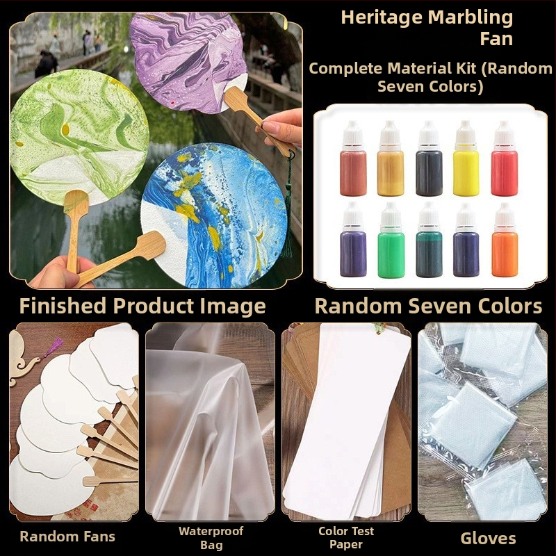 Apvalus lakavotas ventiliatorius - rankų darbo, DIY marmorinė, Baize, kartonas, modelis SZ00124, paprastas modernus stilius, nešiojamas, studentams