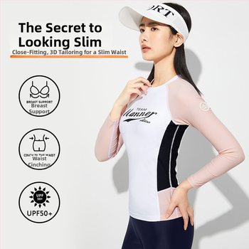 Ženské plavky s dlhým rukávom, rýchlo schnúce, konzervatívny strih, priliehavé, UV ochrana, podšívka 20% Spandex, 80% Nylon, 210 g/m2, s vankúšikom na prsia