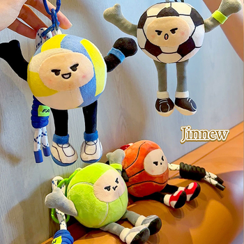 JINNEW Lanț de chei plușat, temă desen animat sport cu băiat fotbalist, material pluș