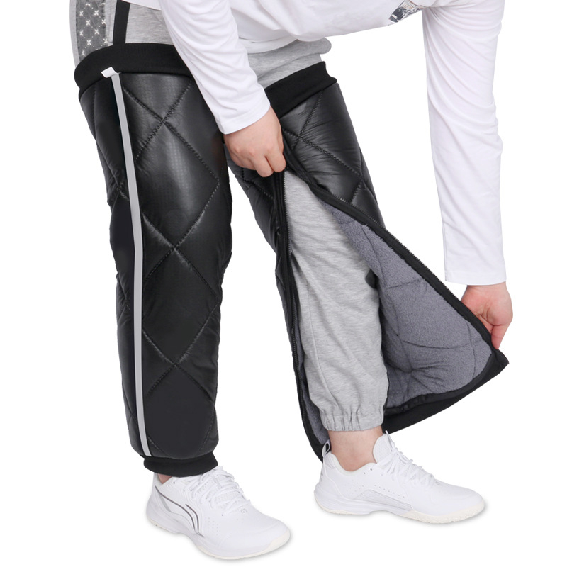 Електрически мотоциклетни топли наколенки с ветроустойчива защита за прасци и цип; корална флийс материя; за възрастни; подходящи за колоездене, ледени спортове и туризъм