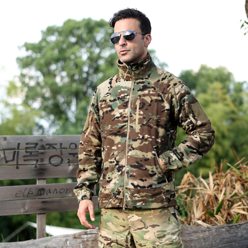 Taktinė fleece striukė su kamufliažo raštu, unisex, vėjo atspari, atspari dilimui, šilta, L3 Polar Fleece