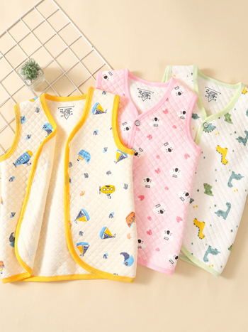 Vestă pentru copii pentru primăvară-toamnă-iarnă, călduroasă, cu trei straturi de umplutură din bumbac, exterior 100% bumbac, căptușeală din bumbac, închidere cu nasturi, fără glugă, pentru copii 3–8 ani