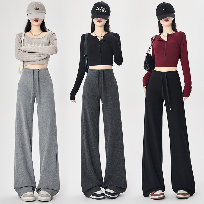 Ženske hlače s visokim strukom i ravnim krojem, 95% pamuk 5% elastan, Norika, casual japansko-korejski stil, jesen 2025
