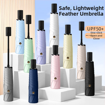 Visiem laikapstākļiem derīgs lietussargs - 6 ribas, teleskopiska automātiskā atvēršana, trīsdaļīgs dizains, šķiedras rāmis, sakausējuma centrālais stabs