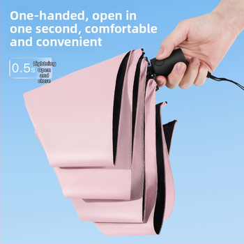 Visiem laikapstākļiem derīgs lietussargs - 6 ribas, teleskopiska automātiskā atvēršana, trīsdaļīgs dizains, šķiedras rāmis, sakausējuma centrālais stabs