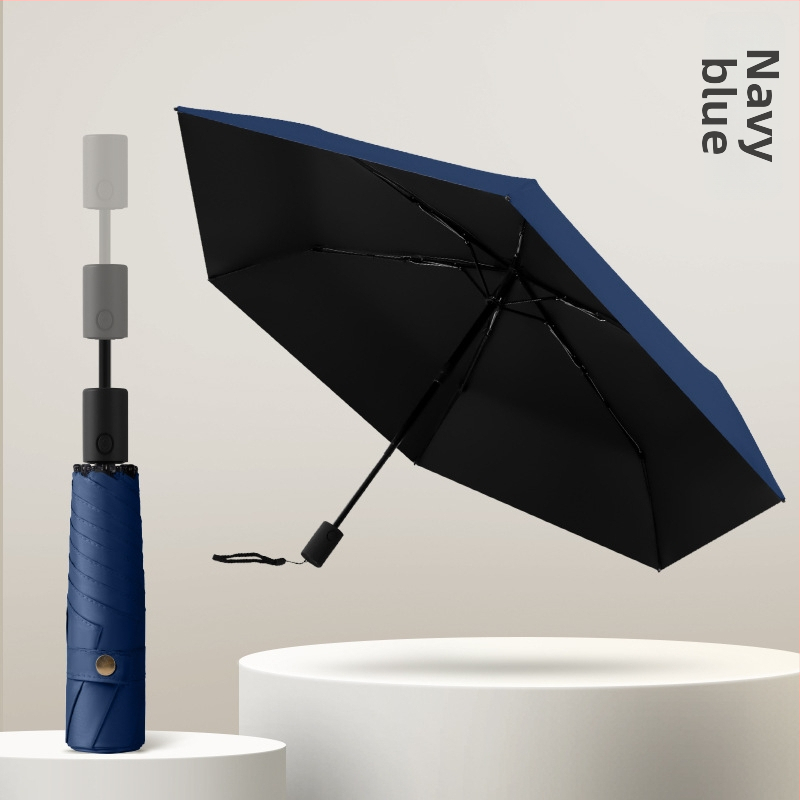 Visiem laikapstākļiem derīgs lietussargs - 6 ribas, teleskopiska automātiskā atvēršana, trīsdaļīgs dizains, šķiedras rāmis, sakausējuma centrālais stabs